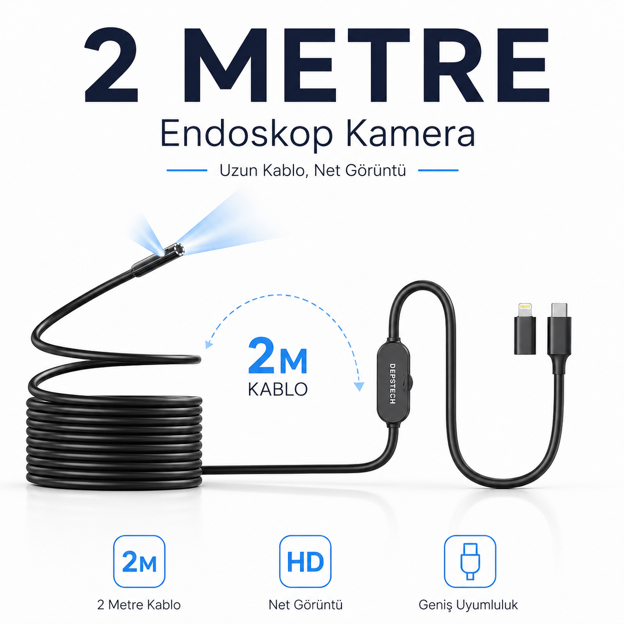 Yoosee SM8-R10 5 Metre iPhone Uyumlu Yılan Kamera