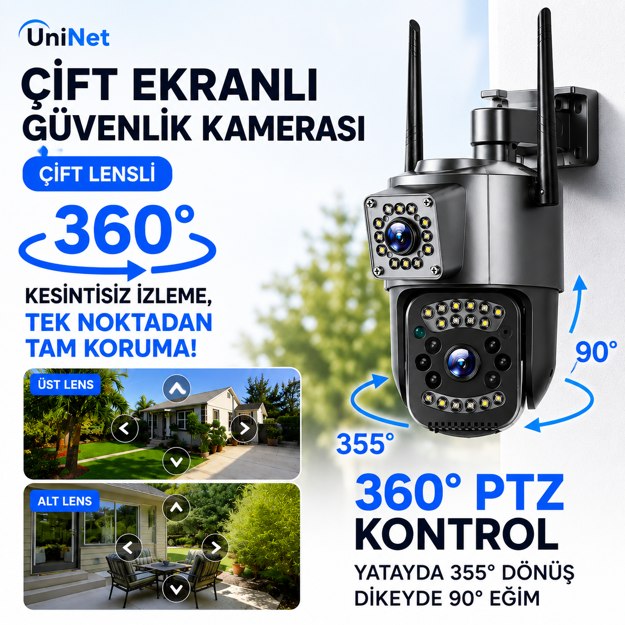 V380 4MP Çift Lens 4G Bullet PTZ Kamera