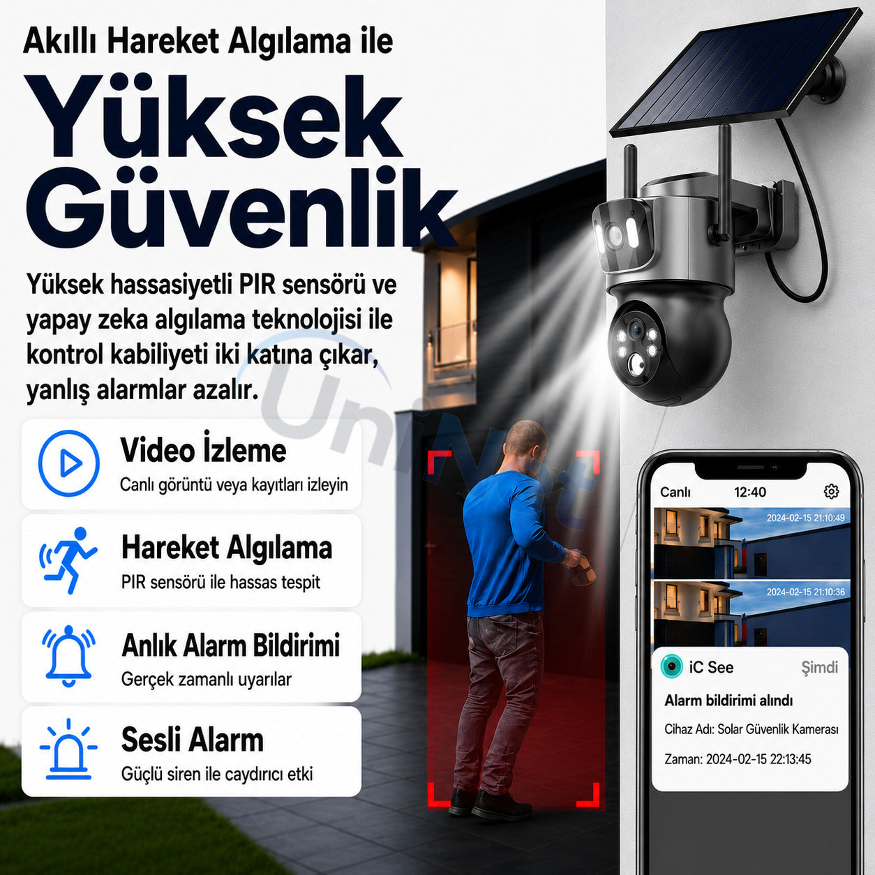 Yoosee YS-09 Wi-Fi Çift Lens Güneş Panelli Kamera