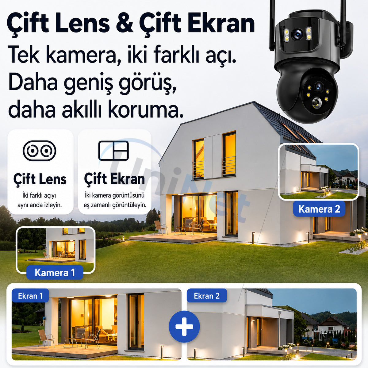 Yoosee YS-09 Wi-Fi Çift Lens Güneş Panelli Kamera