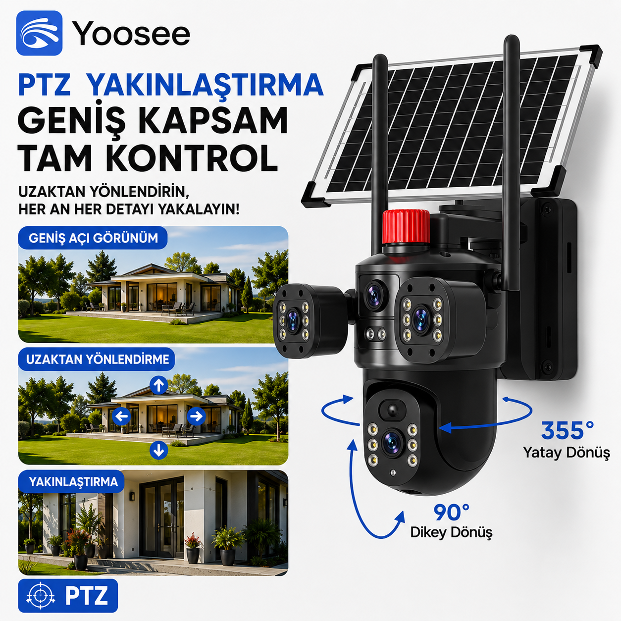 V380 Pro 8MP 4G Güneş Panelli PTZ Kamera