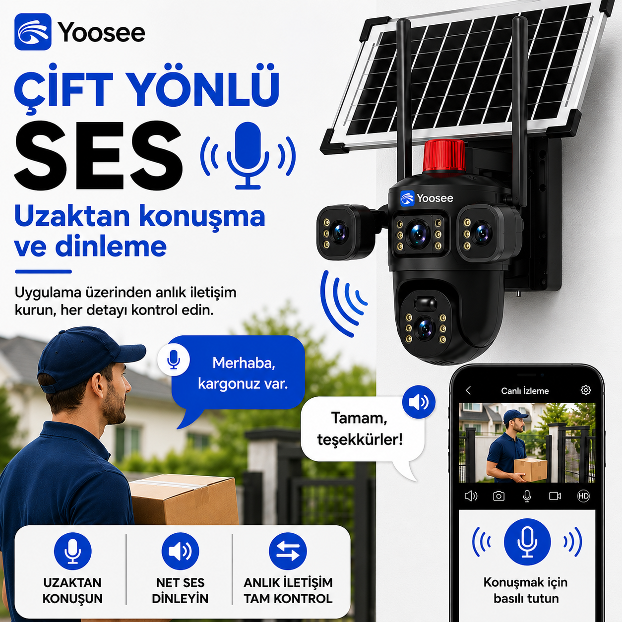 V380 Pro 8MP 4G Güneş Panelli PTZ Kamera