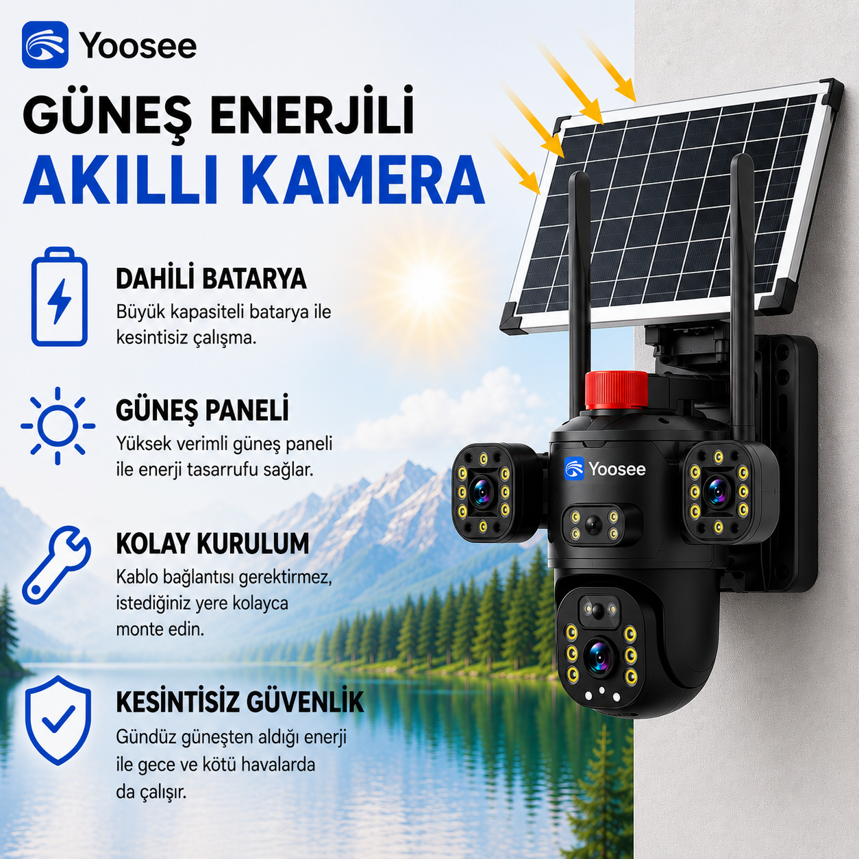 V380 Pro 8MP 4G Güneş Panelli PTZ Kamera