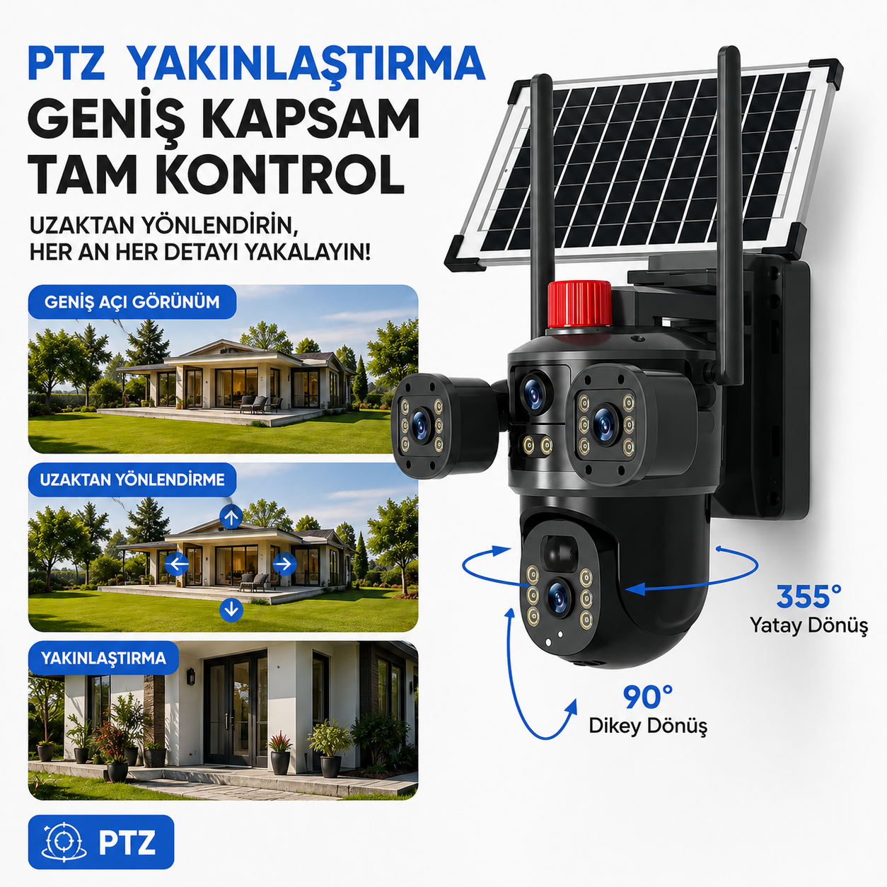 V380 Pro 8MP 4G Güneş Panelli PTZ Kamera