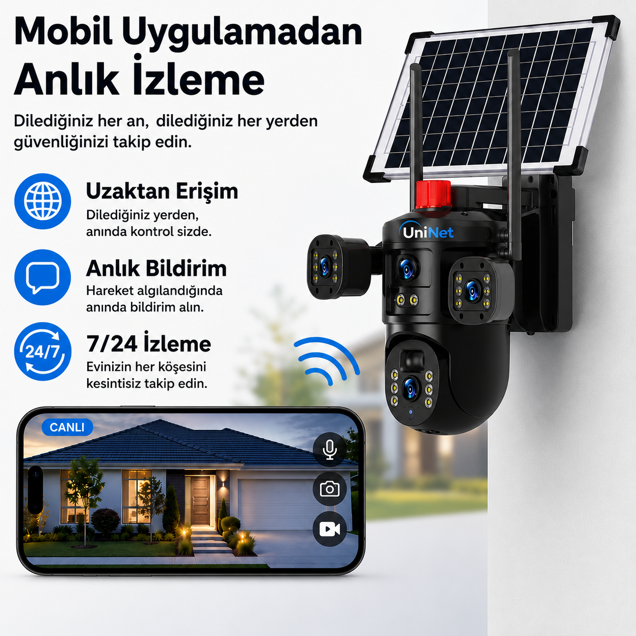 V380 Pro 8MP 4G Güneş Panelli PTZ Kamera