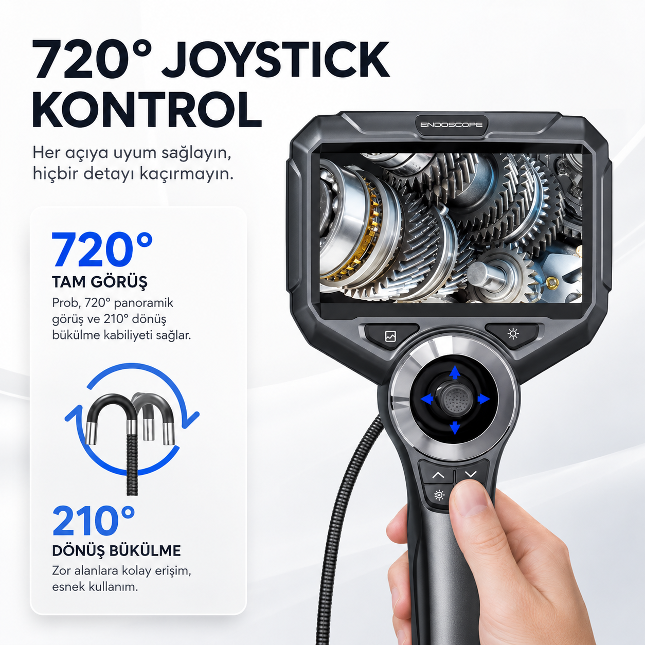 Yoosee  5 İnç Ekranlı Joystickli Endüstriyel Yılan Kamera