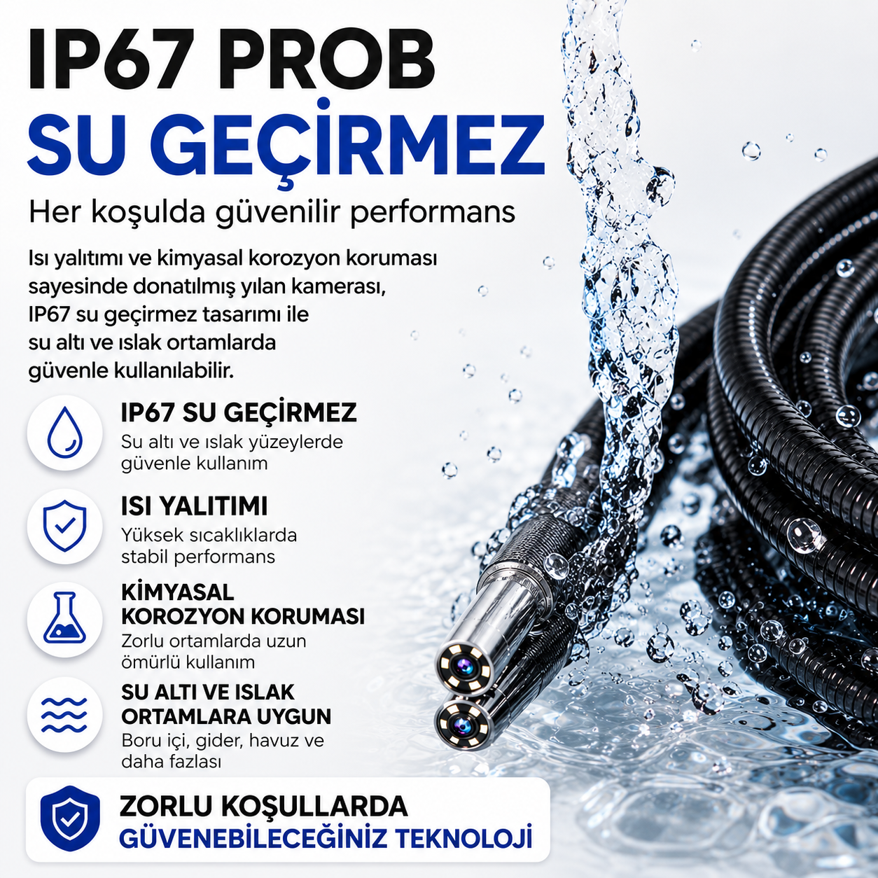 Yoosee  5 İnç Ekranlı Joystickli Endüstriyel Yılan Kamera