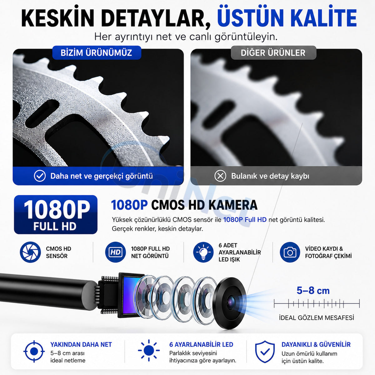 Yoosee SM8-R10 5 Metre iPhone/Android Uyumlu Yılan Kamera