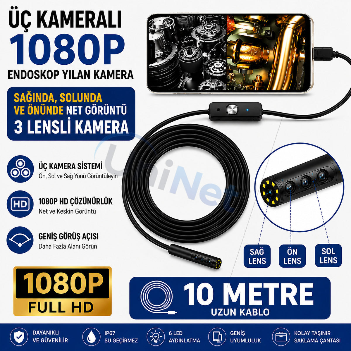 Yoosee SM8-R10 5 Metre iPhone/Android Uyumlu Yılan Kamera