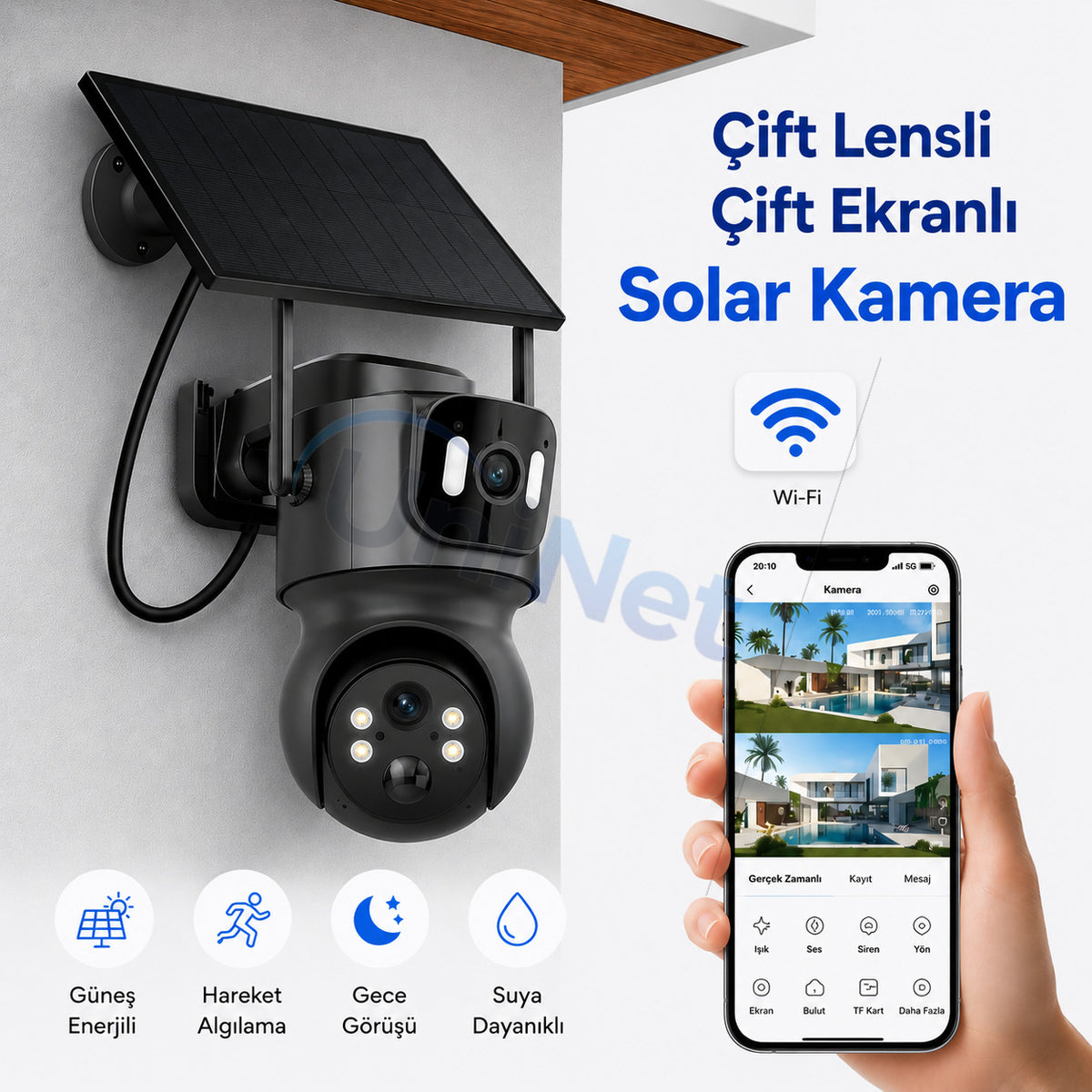 Yoosee YS-09 Wi-Fi Çift Lens Güneş Panelli Kamera