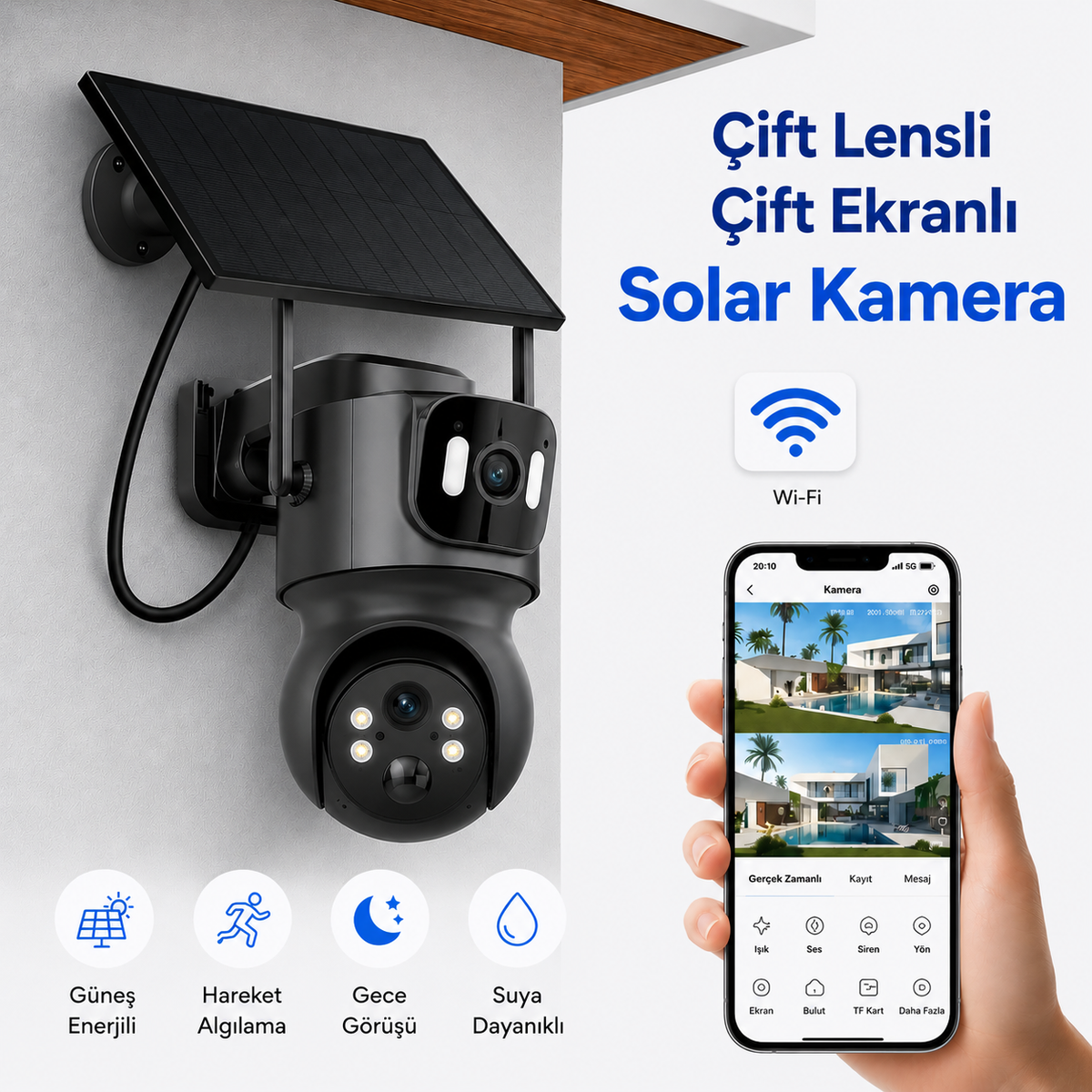 Uninet YS 09  Wifi Solar Güvenlik Kamerası – Güneş Panelli, Gece Görüşlü, Hareket Algılamalı, Çift Yönlü Ses Özelliklikli
