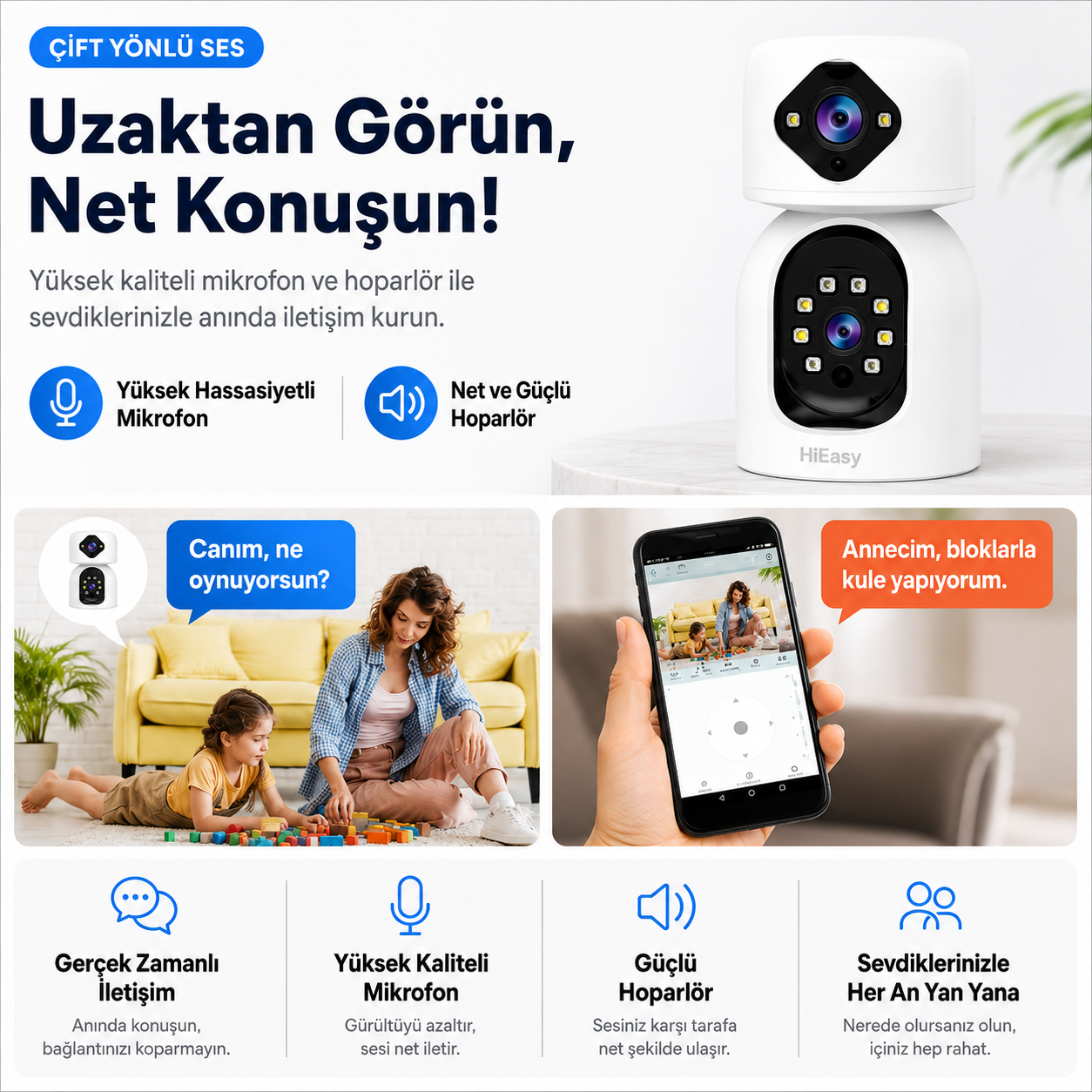 YS-13 Pro Çift Kameralı Bebek ve Pet İzleme Kamerası