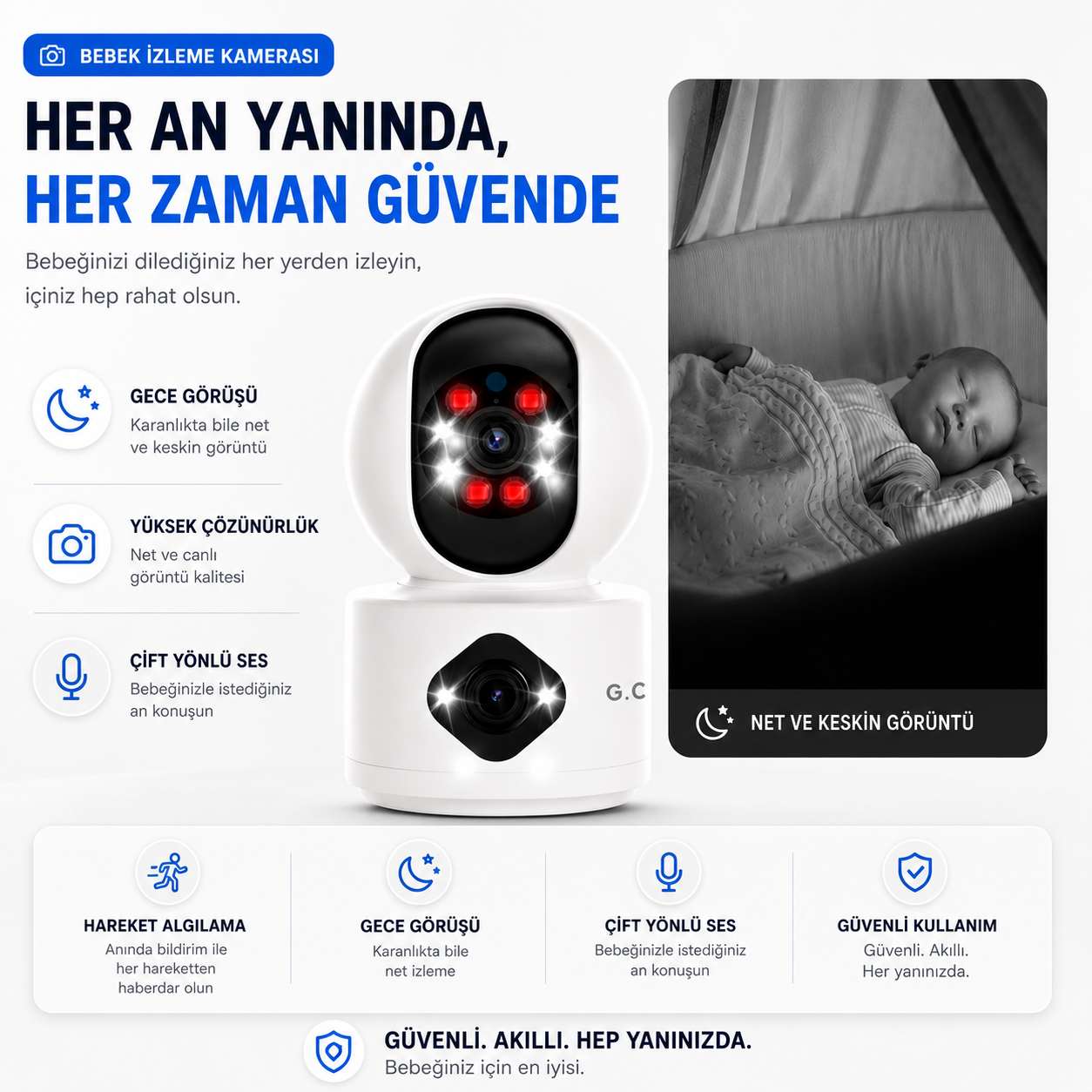 YS-13 Pro Çift Kameralı Bebek ve Pet İzleme Kamerası