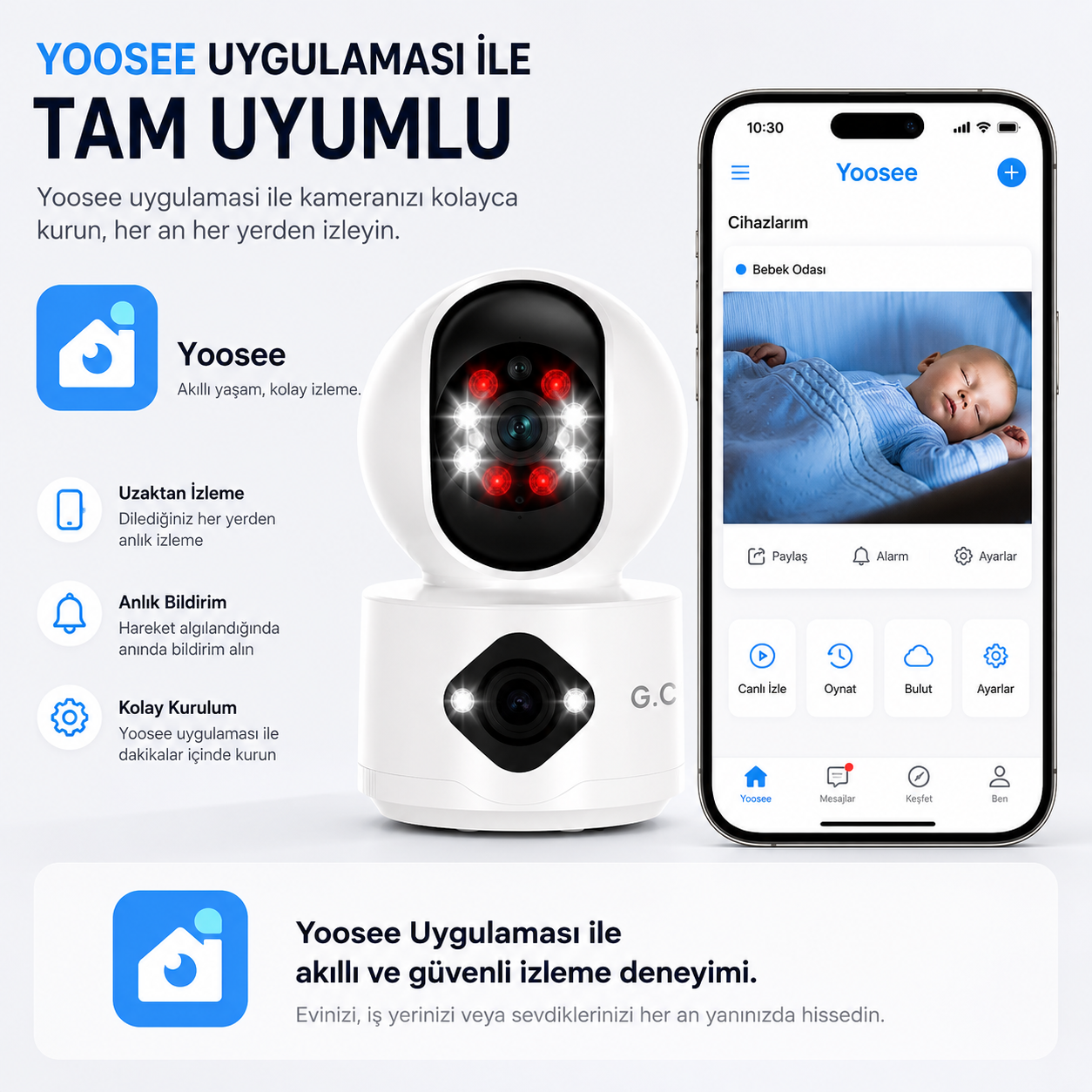 YS-13 Pro Çift Kameralı Bebek ve Pet İzleme Kamerası