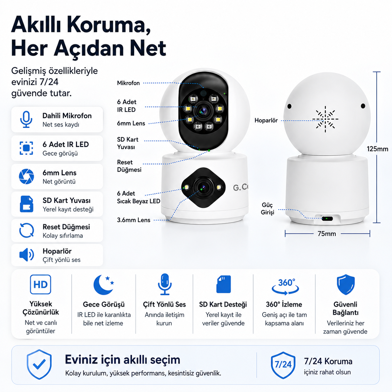 YS-13 Pro Çift Kameralı Bebek ve Pet İzleme Kamerası
