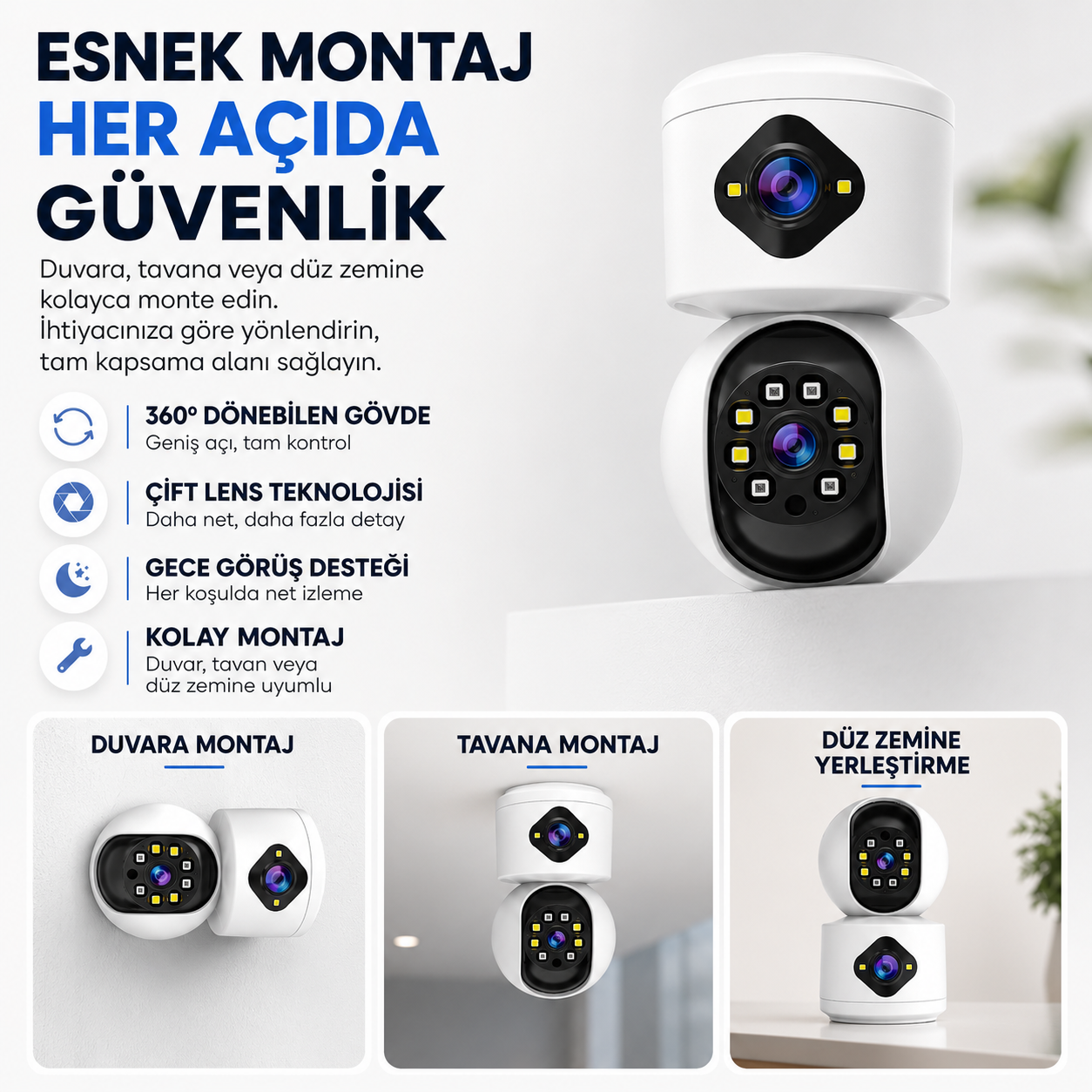 YS-13 Pro Çift Kameralı Bebek ve Pet İzleme Kamerası