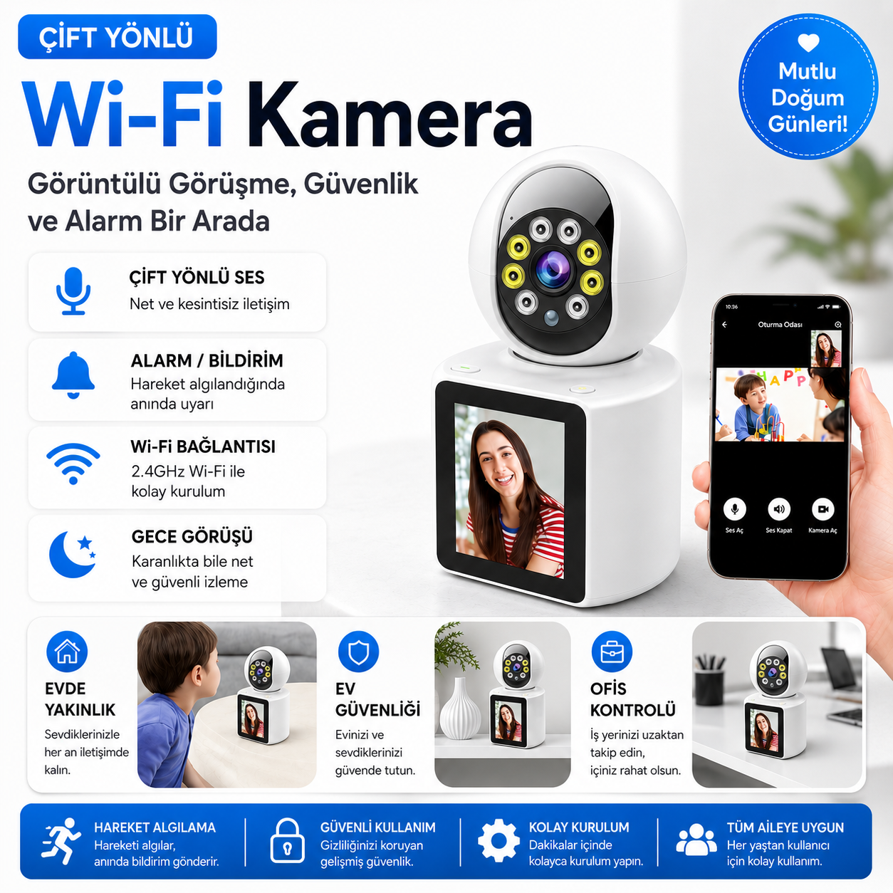 YS-PON 15 Ekranlı Bebek ve Pet İzleme Kamerası