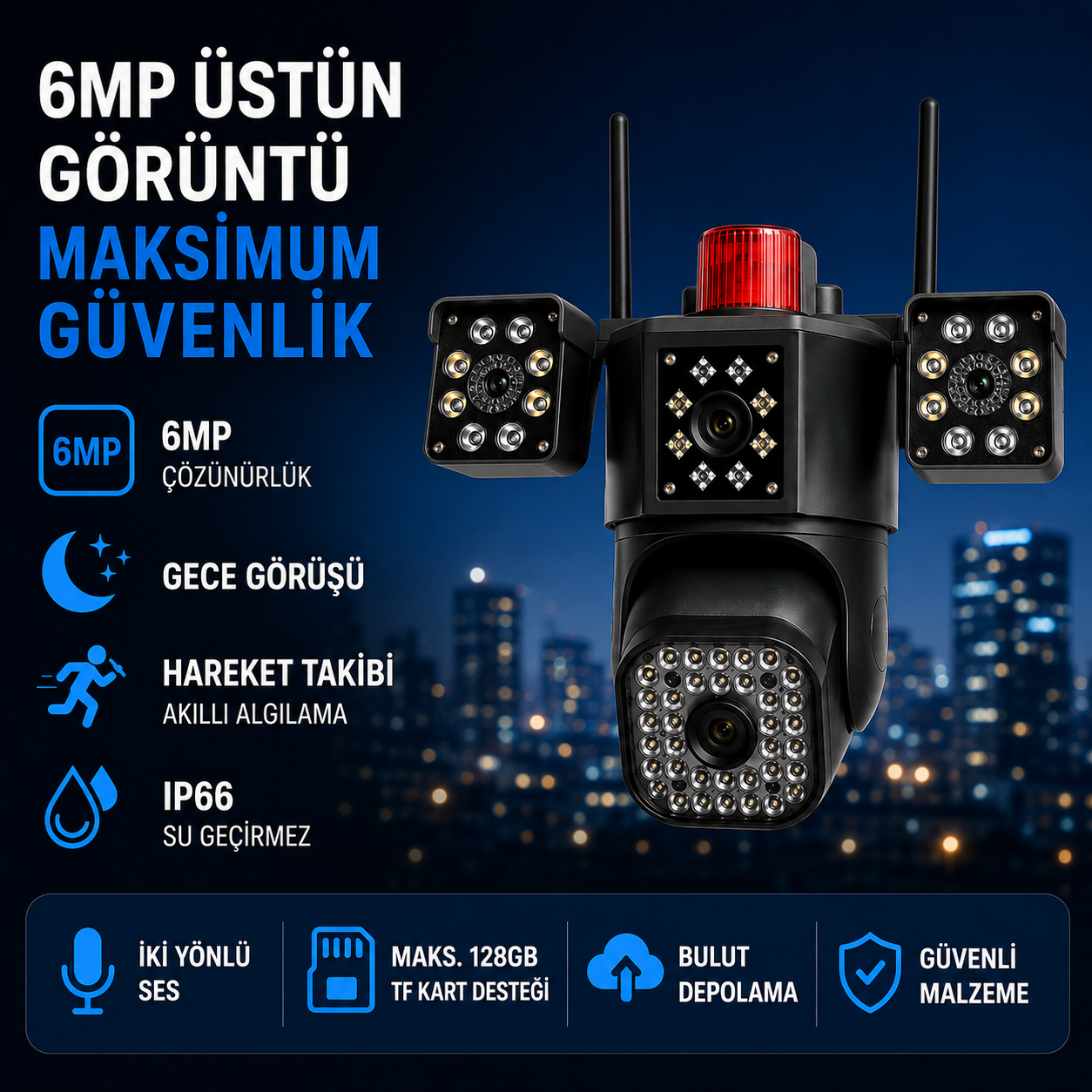 YS-SO42 4G 12V Çift Lens Dış Mekan Kamera