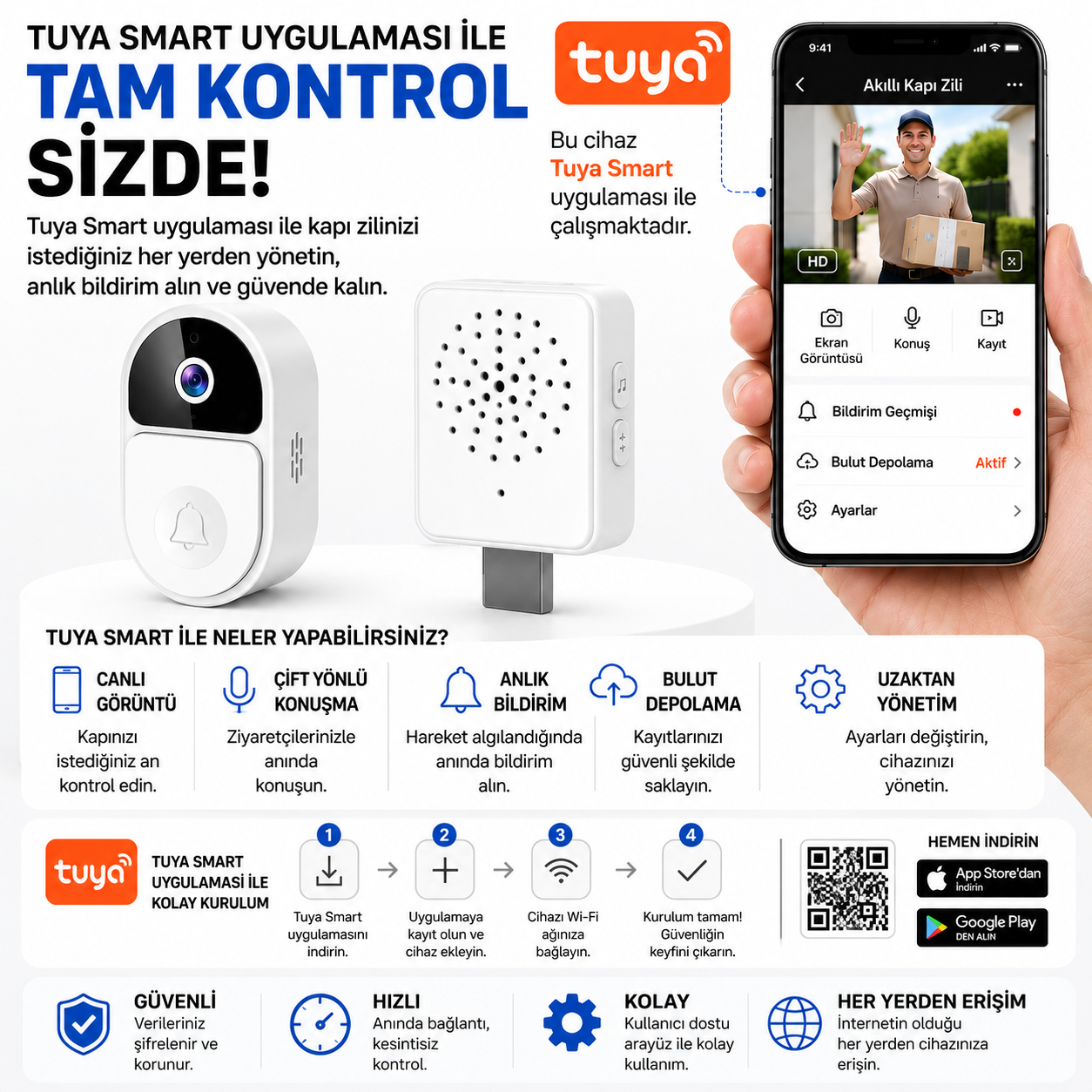 YS-Z1 1080P Wi-Fi Görüntülü Kapı Zili