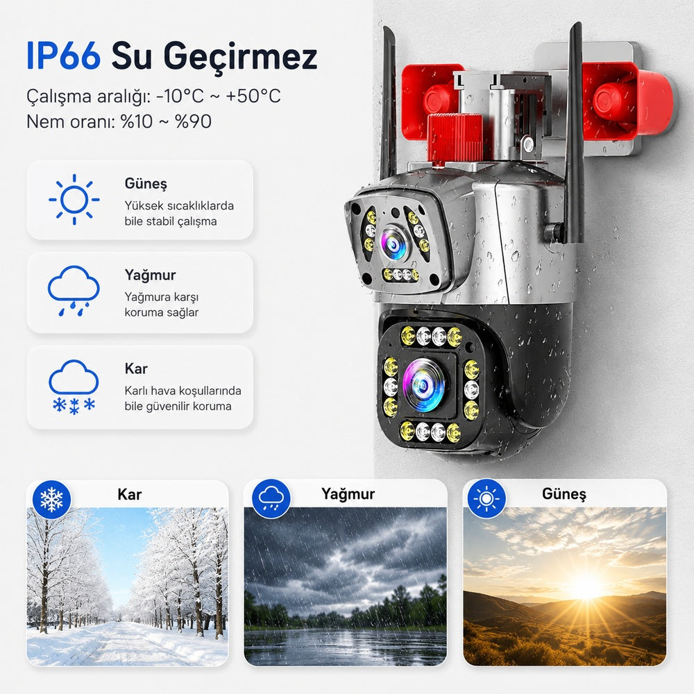Yoosee YS-17 Siren 5MP Çift Kameralı Wi-Fi Dış Mekan Kamera