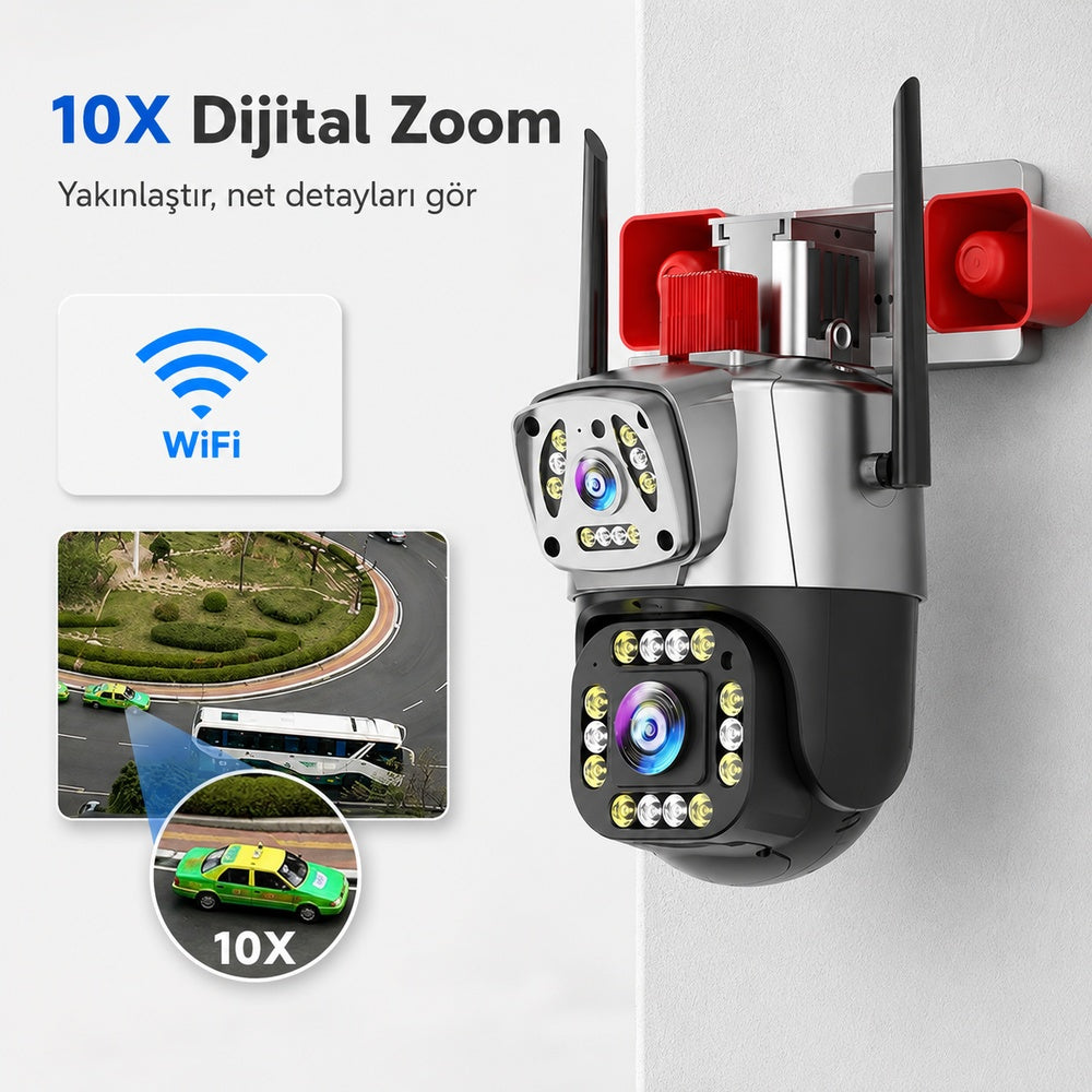 Yoosee YS-17 Siren 5MP Çift Kameralı Wi-Fi Dış Mekan Kamera