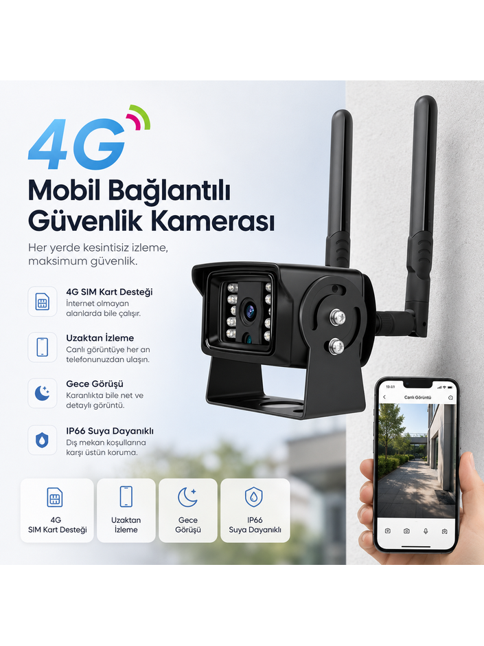 4G SIM Kartlı Çelik Kasa 1080P Araç Güvenlik Kamerası