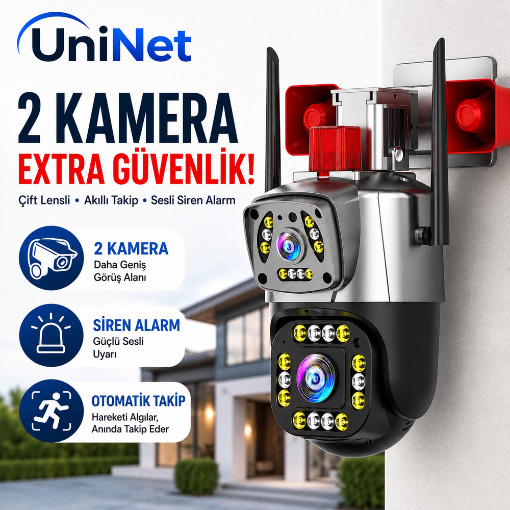 Yoosee YS-17 Siren 5MP Çift Kameralı Wi-Fi Dış Mekan Kamera