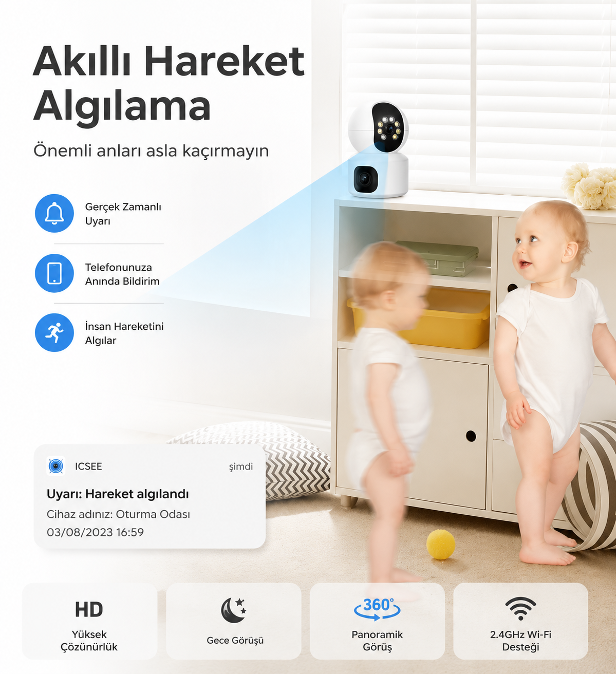 YS-15 Wi-Fi Bebek ve Evcil Hayvan İzleme Kamerası