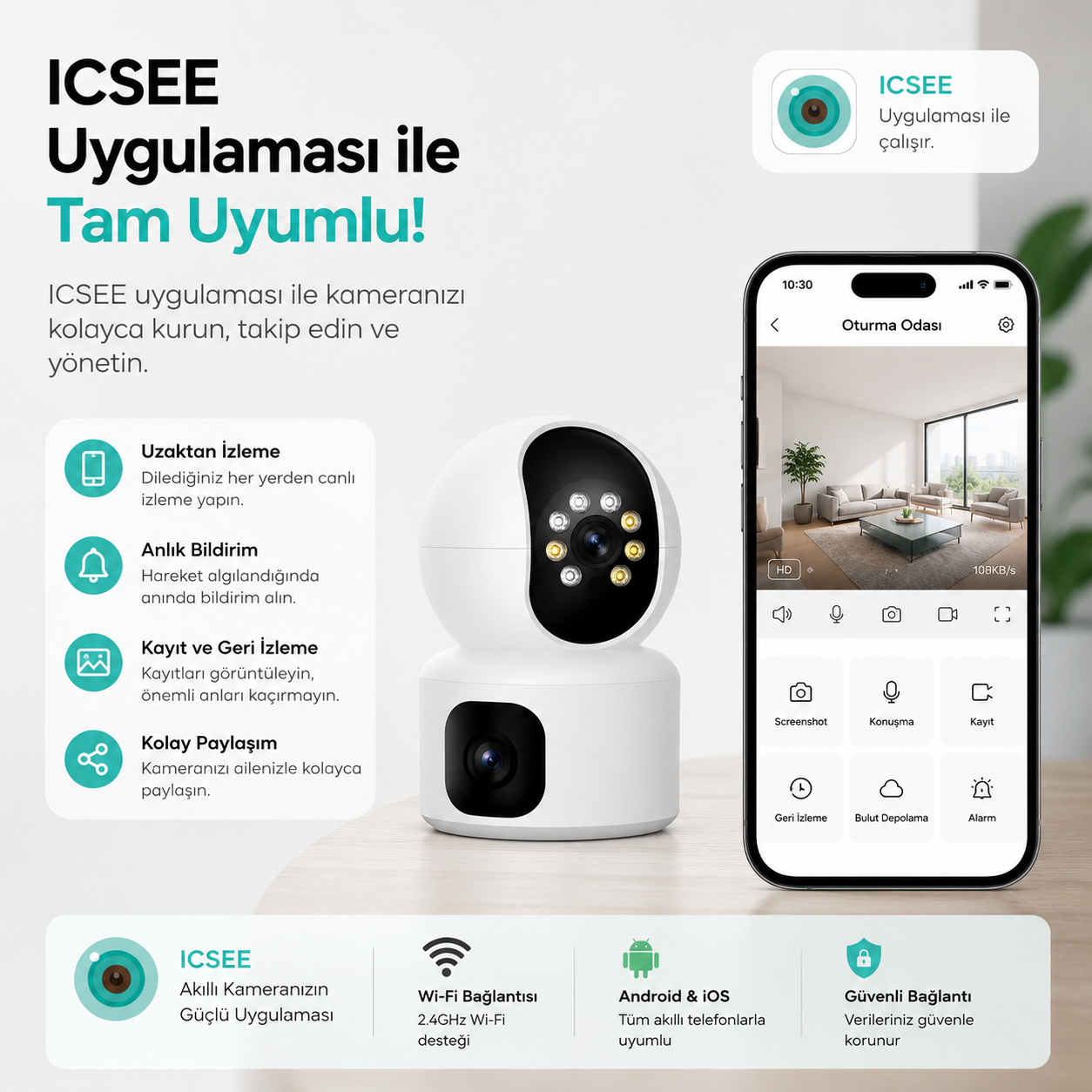 YS-15 Wi-Fi Bebek ve Evcil Hayvan İzleme Kamerası