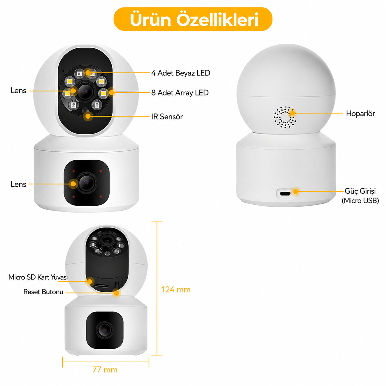 YS-15 Wi-Fi Bebek ve Evcil Hayvan İzleme Kamerası