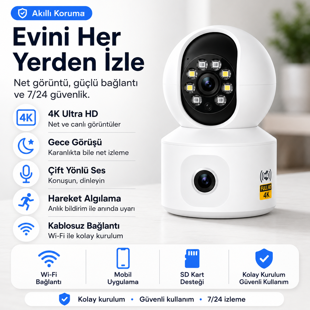 YS-15 Wi-Fi Bebek ve Evcil Hayvan İzleme Kamerası